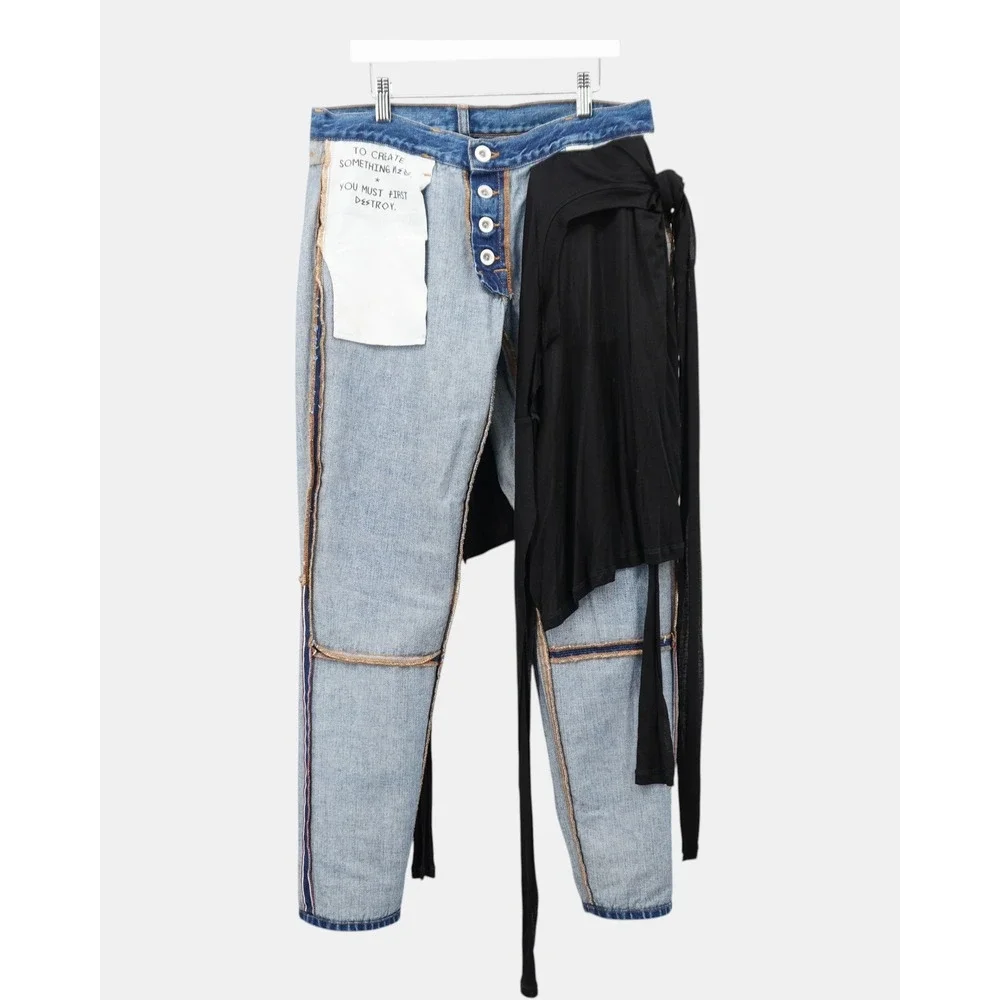 Unravel‎ Project Reversible Hybrid Jeans Women's 27 Shirt Overlay Deconstructed